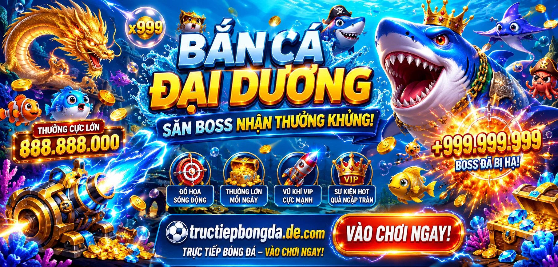 Sảnh bắn cá với giao diện nhiều mục thưởng